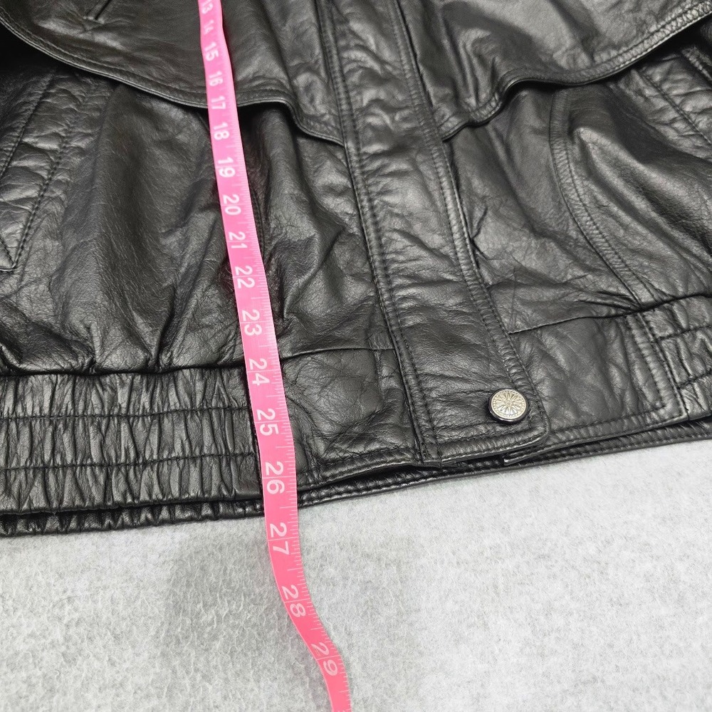 Vintage 80s 90s Wilsons Leather Bomber Jacket Men's L Black Flight Moto Biker - Picture 8 of 14